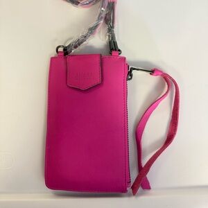 Aimee Kestenberg Hot Pink cellphone crossbody bag Gunmetal Accents NWOT